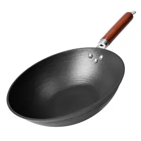 21st & Main 635928011526 Wok Stir Fry Pan Wooden Handle 11 Inch Lightweight Cast Iron Chef S Pre-sea