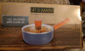 41 & Main 849808028126 And 1 Quart Saucepan With Glass Lid New In Box