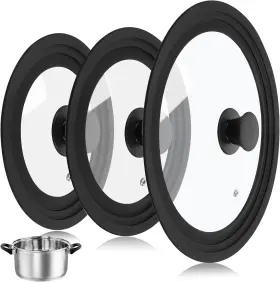 Fywxj162 733678 1 3pcs Universal Pot Lids For Pans And Skillets Tempered Glass Replacement Cast I