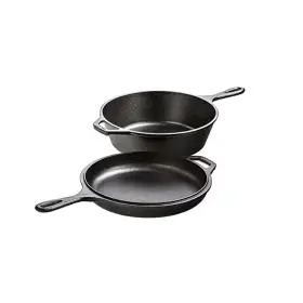 Adrinfly 313106865801 2-piece Black Cast Iron Combination Cooker Set With 3.2 Quart Deep Pot And