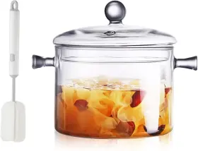 Aefpoymxu 445044163152 Clear Glass Simmer Pot For Stove Potpourri Cooking Saucepan With Cover Cookware