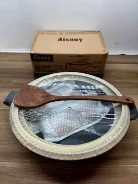 Aisuny 795261426668 Nonstick Frying Pan With Lid And Wok Spatula - 12.5 Inch Skillet