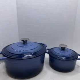 Aks 444700003952 Artisanal Kitchen Supply 2 &6 Quart Enameled Cast Iron Dutch Oven Blue Xx Cond