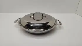 All-clad 011644391430 D3 10.5in 2 Quart Stainless Steel Petite Braiser Paella /w Lid Used