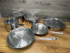 All-clad 011644501853 D3 Tri-ply Stainless Cookware Set Pots Pans Induction Oven 10 Pc