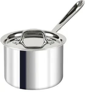 All-clad 011644502263 D3 Stainless 3-ply Bonded Cookware Sauce Pan With Lid 2 Quart