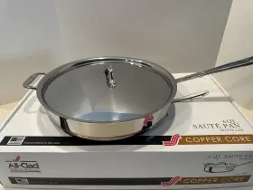 All-clad 011644640606 Copper Core 6 Quart - 5 Ply Polished Stainless Saute Pan # 6406 Ss