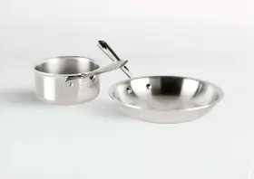 All-clad 011644914578 D3 Stainless Steel Kitchen Helper Set Saucepan And Fry Pan New