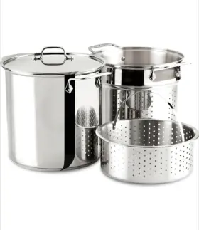11644907129 All-clad 12 Quart Multi Pot 3pc Stock Pasta And Steamer Insert With Lid Pre-owned