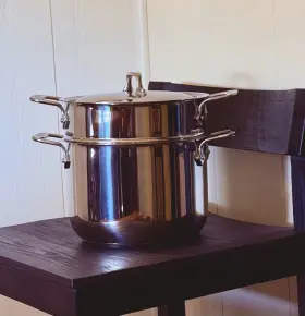1625-0362 All-clad Stainless Steel 2-tier Multipurpose Pot 6 Quart With Lid And Insert Basket