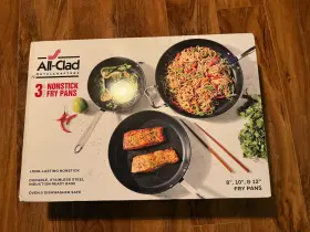 1736512 All-clad 3 Piece Long-last Nonstick Fry Pans 8 Inch 10 &12 Nib