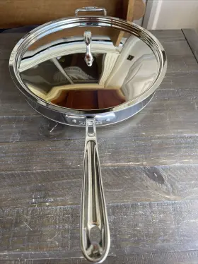 1902-102-04 All-clad 13 Inch Copper Core 6 Quart Skillet/saut Pan-with Lid-made In Usa