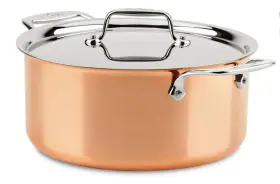 2001817 All-clad Copper C4 8 Quart Stockpot With Lid 11.25x5.5