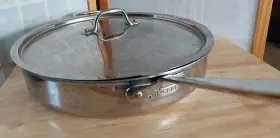 2021606 All-clad 4 Quart Saut And Simmer Pan Polished Stainless Steel With Lid