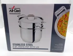 2100078499 All-clad E414s664 6 Quart Pasta Pot - Silver Stainless Steel