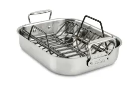 2100095739 All-clad Stainless Steel Roaster With Rack Small - 14 Inch X 11