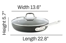 2100117791 All-clad B1 Nonstick Cookware 12 Inch Fry Pan With Lid-black Dishwasher Safe. New