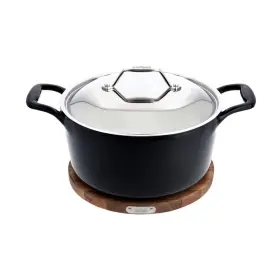 2100130635 All-clad Cast Iron Enameled Dutch Oven Induction Pot With Acacia Trivet 6 Quart