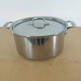 2141608 All-clad Stainless Steel 8 Quart Stock Pot With Lid Made In Usa 2141608 All-clad Stainless Steel 8 Quart Stock Pot With Lid Made In Usa
