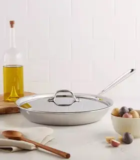 41126 All-clad 12 Inch Fry Pan With Lid D3 Tri-ply Stainless Steel - New