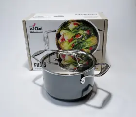 515405290 All-clad Fusiontec 4 Quart Soup Pot With Lid Onyx - Made In Germany