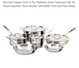 60095k All-clad Copper Core 5-ply Bonded Cookware 10-piece Set Used See Description