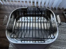 All-clad 744759416469 Gourmet Accessories Large Stainless Steel Roaster With Rack 13 X 16inch
