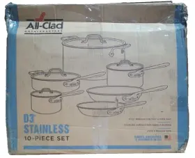8400000962 All-clad D3 3-ply Stainless Steel Cookware Set 10 Piece