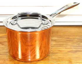 8701005525 All-clad Rare Nib Unused Copper C4 2 Quart Pot Sauce Pan Made In Usa Perfect