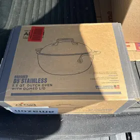 Bd55500 All-clad D5 Brushed Stainless Steel Dutch Oven And Dome Lid 5.5 Quart