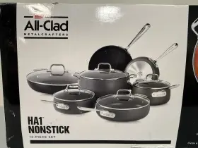 E113cs64 All-clad Ha1 Nonstick Cookware 12-piece Set Stainless Steel Base New Open Box