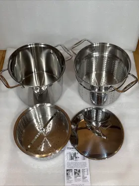E743s264 All-clad 8 Quart Stainless Steel Tri-ply Pasta Pot Strainer Insert Multi Cooker