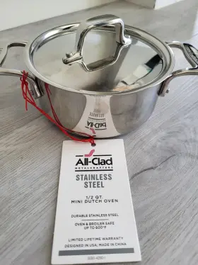 E849a264 All-clad Mini Dutch Oven With Lid 0.5 Quart Stainless Steel Nwt