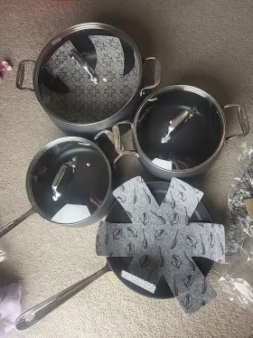 H911sd54 All-clad Metalcrafters Essentials Nonstick Cookware All-purpose Set 7pc