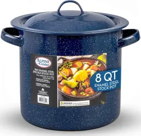 Ai-ena8q Alpine Cuisine Enamel Steel Dark Blue Speckle Stock Pot 8- Quart 8 Quarts
