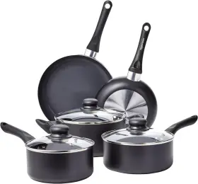 Amazon 114129822242 Non Stick 8-piece Kitchen Cookware Set Includes Pots And Pans Black