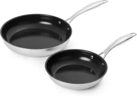 Amazon 840324436181 Basics 2-piece Ceramic Non-stick Stainless Steel Fry Pan Set 10-inch And