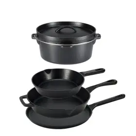 B073q9gt4n Amazon Basics Pre-seasoned Cast Iron 5 Pieces Kitchen Pots And Pans Cookware Set