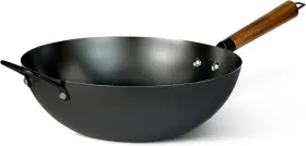 Su01csn441 Amazon Basics Carbon Steel Pre-seasoned Wok With Acacia Wood Handle All Cooktop