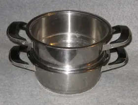19033 Amc Vintage Satinless Steel Double Handle Pot And Steamer Pan Set No Lid