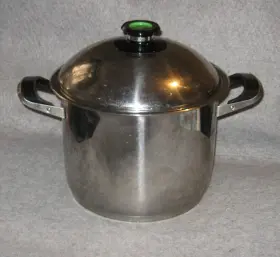 39054 Amc Vintage 8 Quart Pot With Lid Heavy Stainless Steel Double Handle