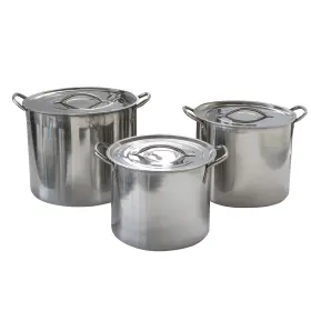 Amerihome 027077085143 Good 6 Piece Stainless Steel Stock Pot Set