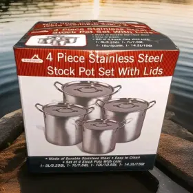 5.25qt-7.5qt-10.5qt-15qt Amerihome Sstp4 Euroware 4-piece Stainless Steel Stock Pot Set