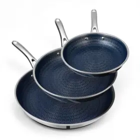 Amusts0100401 Ammeloo Hybrid Pan Set Tri-ply Non Stick Frying Pans And Skillets 8 Inch /9.5 /11 Blue