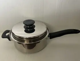 23047 Amway Icook Queen Cookware 2 Quart Saucepan Stainless Steel Saute Pot Frying Pan Lid