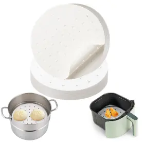 Xf0121 Amzlysdok 200 Pcs Nonstick Bamboo Steamer Paper 10 Inch Round Liners With Holes For Steame