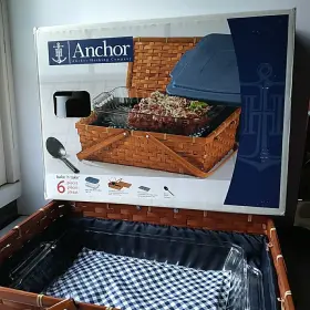 Anchor Hocking 076440824148 Bake N Take 3 Quart Casserole Lid Basket Spoon Hot Packs