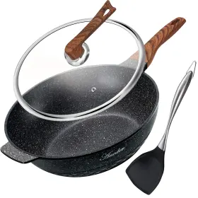 Mfsg-34cm Aneder Nonstick 12.5inch Skillet Frying Pan With Lid Spatula Wok Pans For Cooking Elec