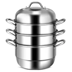 M49-8kc465 Angeles Home 3-tier 11.6 Quart Stainless Steel Steamer Insert Saucepot Stock Pot