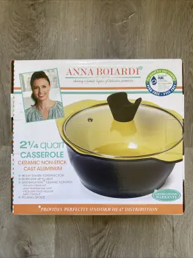 Ab-u7165 Anna Boiardi 2 1/4 Casserole Ceramic Non Stick Cast Aluminium Pot Brand New